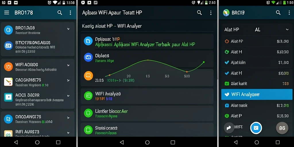 Tampilan antarmuka aplikasi WiFi Analyzer BRO178 yang informatif.