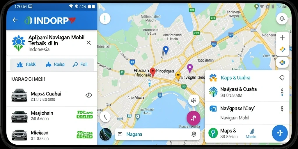 Tampilan antarmuka INDORP saat menggunakan fitur Navigasi Mobil.