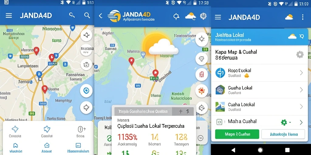 Screenshot antarmuka aplikasi JANDA4D menampilkan informasi cuaca lokal yang lengkap.