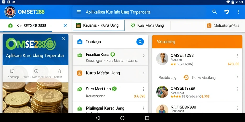 Antarmuka user-friendly aplikasi OMSET288 untuk kurs mata uang.