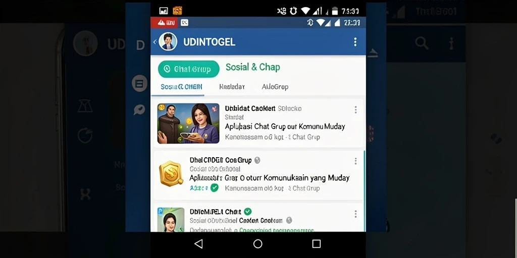 Tampilan antarmuka UDINTOGEL saat chatting dalam grup.